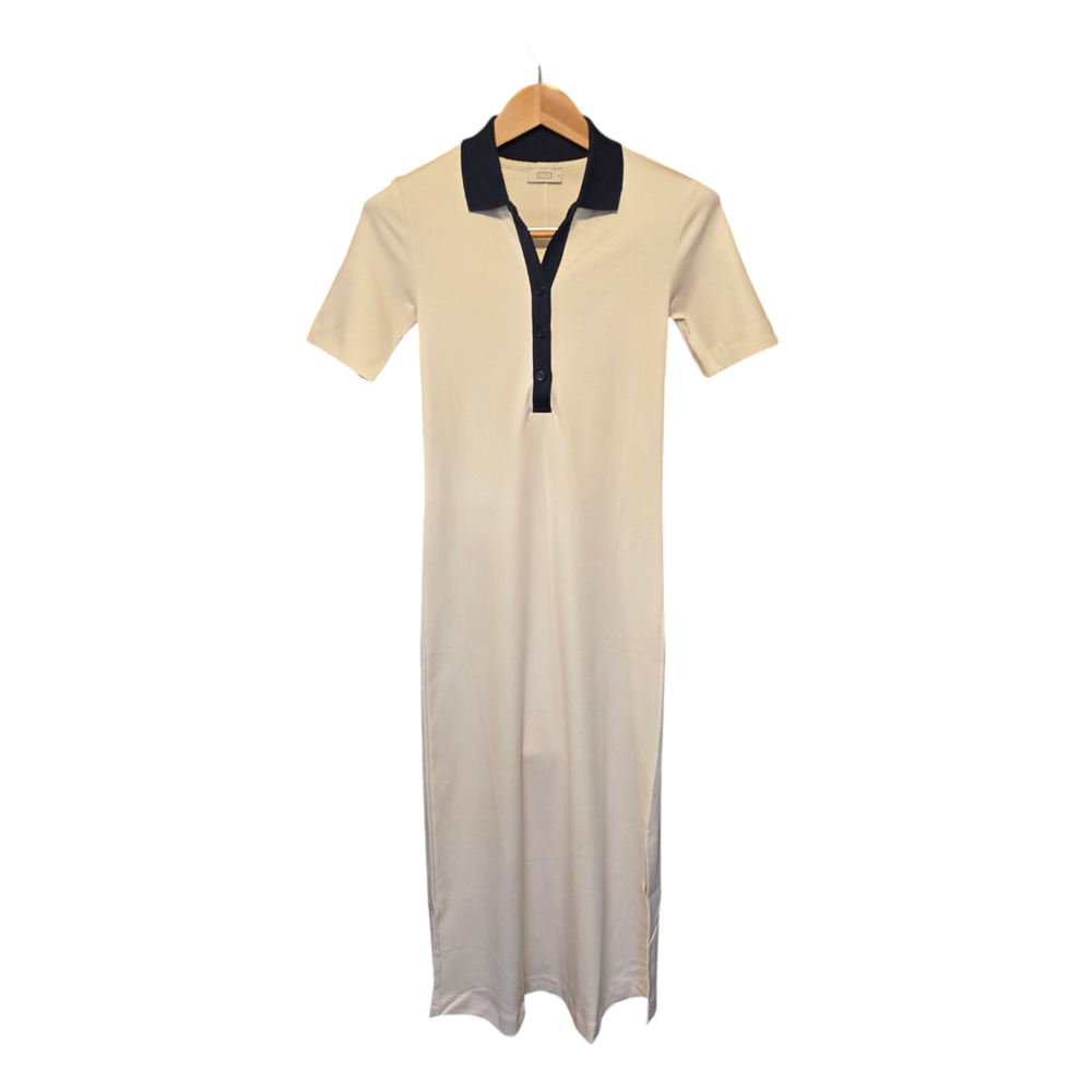 AYR Cream Midi Polo Dress with Black Trim